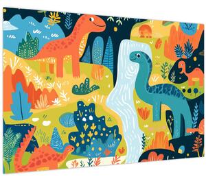 Slika - Veseli dinosauri (90x60 cm)