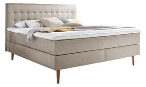 Bež tapecirani bračni krevet s madracem Meise Möbel Massello, 160 x 200 cm