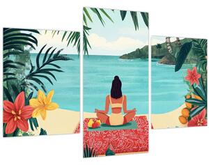 Slika - Joginica na plaži (90x60 cm)