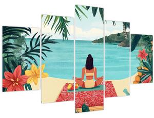 Slika - Joginica na plaži (150x105 cm)