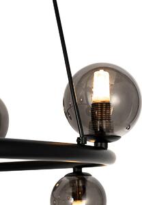 Viseća lampa crna sa dimnim staklom okrugla 8-light - Monaco
