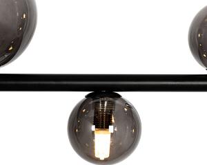Viseća lampa crna s dimnim staklom, izdužena 8 svjetla - Monaco