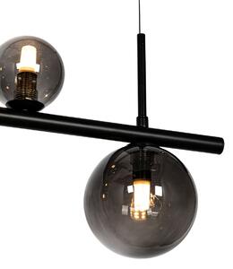 Viseća lampa crna s dimnim staklom, izdužena 8 svjetla - Monaco
