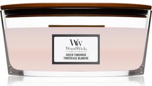 Woodwick Sheer Tuberose mirisna svijeća s drvenim fitiljem (hearthwick) 453,6 g