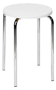 Stolac za kadu (Bijele boje, Kromirano, Okrugli oblik, Promjer: 32 cm, Visina: 42,5 cm)