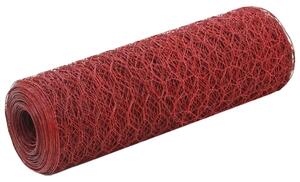 VidaXL Žičana mreža od čelika s PVC oblogom za kokoši 25 x 0,5 m crvena