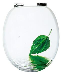 Poseidon WC daska Leaf (Samospuštajuća, MDF, Može se skinuti, Bijelo-zelene boje)