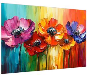 Slika - Pet šarenih cvjetova (90x60 cm)