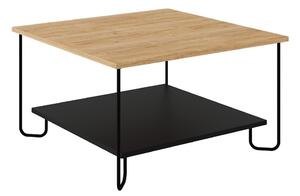 Crni/u prirodnoj boji stolić za kavu s pločom stola u dekoru hrasta 80x80 cm Tonka – Marckeric