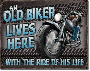 Metalni znak Old Biker - Ride, (42 x 30 cm)