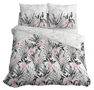 Pamučne posteljine s romantičnim uzorkom u sivoj kombinaciji Dimenzije: 160x200 + 2x 70x80