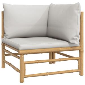 VidaXL Kutna vrtna sofa od bambusa sa svjetlosivim jastucima