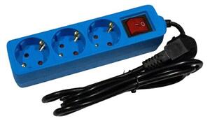 Produžni kabel s utičnicama (3-struko, Plave boje, Dužina kabela: 1,5 m)