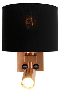 Zidna lampa bakar sa lampom za čitanje i sjenilom 18 cm crna - Brescia