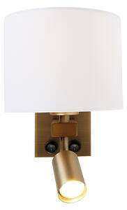 Zidna lampa bronza sa lampom za čitanje i sjenilom 18 cm bijela - Brescia