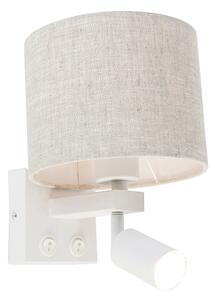 Zidna lampa bijela s lampom za čitanje i sjenilom 18 cm svijetlo siva - Brescia