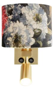 Zidna lampa od mesinga sa lampom za čitanje i sjenilom 18 cm cvjetovi - Brescia