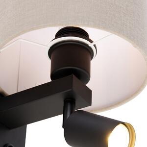 Zidna lampa crna s lampom za čitanje i sjenilom 18 cm svijetlosmeđa - Brescia