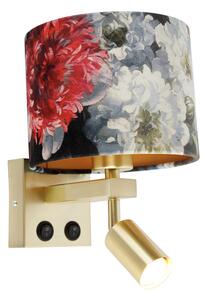 Zidna lampa od mesinga sa lampom za čitanje i sjenilom 18 cm cvjetovi - Brescia