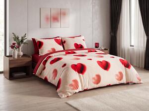 Obostrana posteljina DUO SENSE HEARTELLE krem mikropliš/flanel Dimenzije posteljine: 70 x 90 cm | 140 x 220 cm