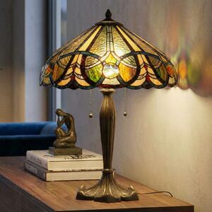Clayre&Eef Stolna lampa 5299 u stilu Tiffany, dva prekidača na povlačenje, Višebojno, Dnevni boravak/blagovaonica, Staklo