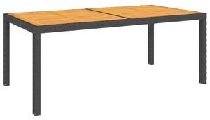 VidaXL Vrtni stol od poliratana i bagremovog drva 150x90x75 cm crni