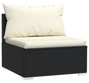 VidaXL Srednja vrtna sofa s jastucima crna od poliratana