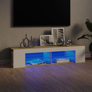 VidaXL TV ormarić s LED svjetlima bijeli i boja hrasta 135x39x30 cm