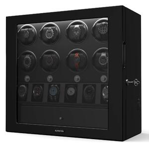 Klarstein ChronoVault navijač satova, 8+6 sata, veganski materijal, visoki sjaj, 4 režima, Mabuchi motor, LED, utičnica