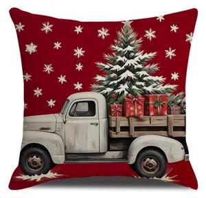 Božićna ukrasna jastučnica TRUCKMAS 45x45 cm, crvena