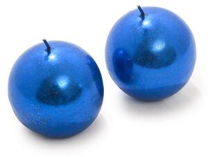 Set od 2 kuglastih svijeća CANDLE BALL BLUE 4,5 cm plave boje