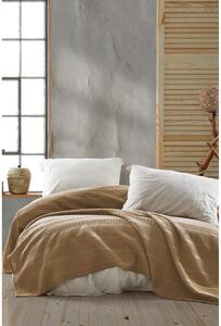 Smeđi pamučni prekrivač za bračni krevet 220x235 cm Leona - Mijolnir