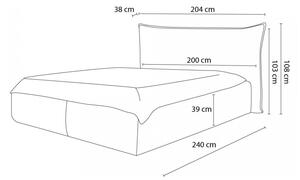 Bračni krevet tapeciran bež samtom s prostorom za pohranu s podnicom 160x200 cm Jade - Bobochic Paris