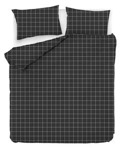 Crna produžena pamučna posteljina za bračni krevet 200x220 cm Piga - Mijolnir