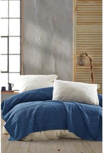 Plavi pamučni prekrivač za bračni krevet 220x235 cm Leona - Mijolnir