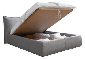 Svijetlo sivi bračni krevet presvučen samtom s prostorom za pohranu s podnicom 160x200 cm Jade - Bobochic Paris