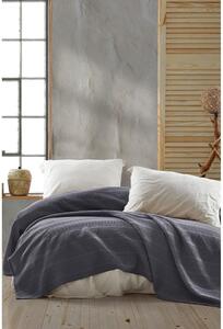 Sivi pamučni prekrivač za bračni krevet 220x235 cm Leona - Mijolnir