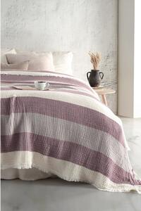 Ljubičasti pamučni prekrivač za bračni krevet 230x230 cm - Mijolnir