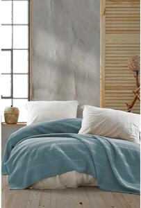 Tirkizni pamučni prekrivač za bračni krevet 220x235 cm Leona - Mijolnir
