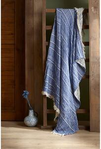 Prekrivač od plavog muslina za bračni krevet 220x240 cm Etno - Mijolnir
