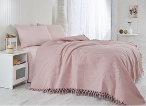 Ružičasti pamučni prekrivač za bračni krevet 220x240 cm Pique - Mijolnir