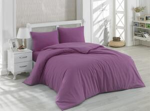 Ljubičasta pamučna posteljina za bračni krevet/za produženi krevet s uključenom plahtom/s uključenim prekrivačem 200x220 cm – Mijolnir