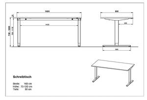 Radni stol s pločom stola u dekoru hrasta 80x160 cm Lissabon – Germania