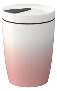 Ružičasto-bijela porculanska termo šalica Villeroy & Boch Like To Go, 290 ml