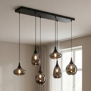 Trio Lighting Viseća svjetiljka Lumina, 6 žarulja, crna/krom, staklo, prigušiva, Crno, Dnevni boravak/blagovaonica, Staklo