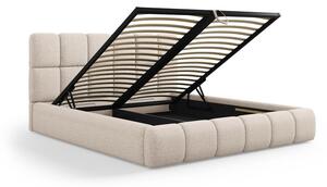 Bež tapecirani bračni krevet s prostorom za odlaganje s podnicom 140x200 cm Bellis – Micadoni Home