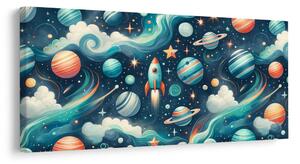 Slika raketa i planeti u svemiru