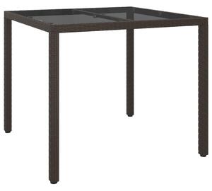 VidaXL Vrtni stol 90x90x75 cm od kaljenog stakla i poliratana smeđi