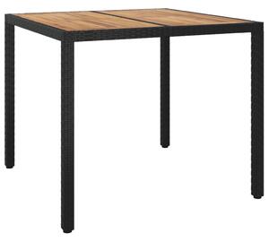 VidaXL Vrtni stol od poliratana i bagremovog drva 90x90x75 cm crni
