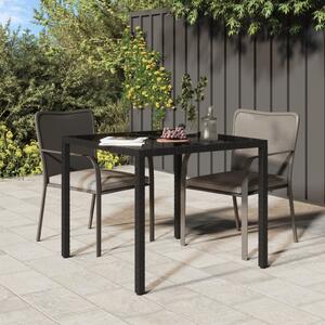 VidaXL Vrtni stol 90 x 90 x 75 cm od kaljenog stakla i poliratana crni